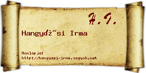 Hangyási Irma névjegykártya